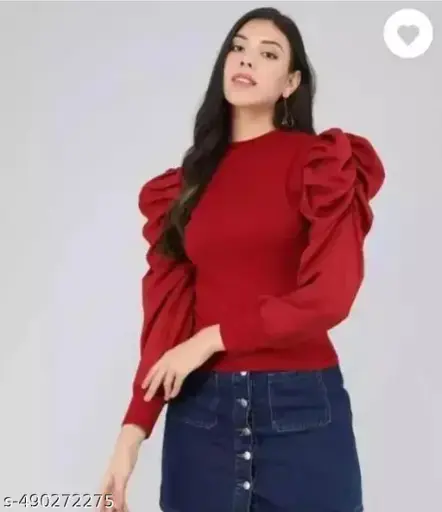 Puff top maroon for women and girls